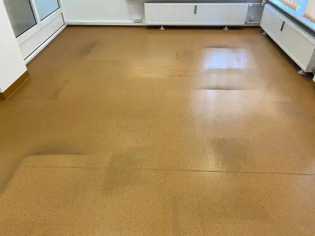 Matowa posadzka elastyczna przed renowacją